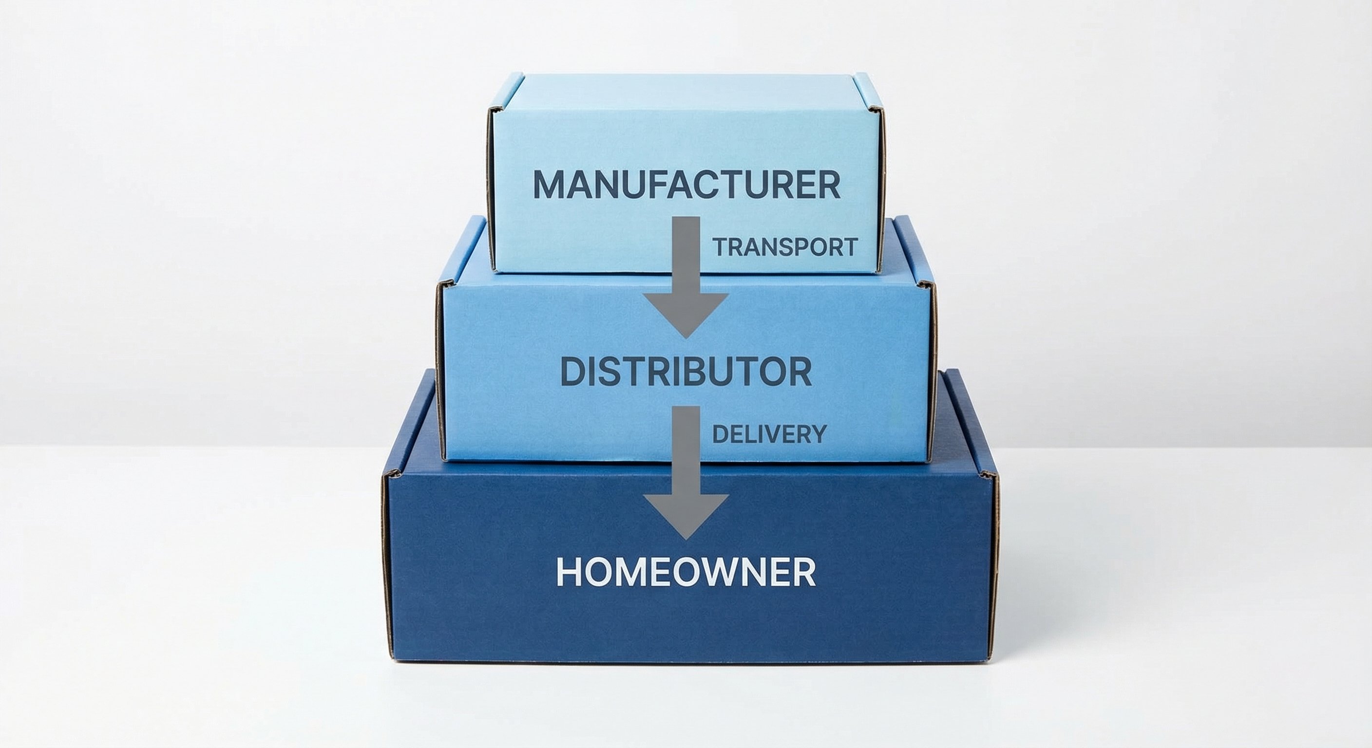 AC supply chain markup diagram showing cost layers from manufacturer to homeowner