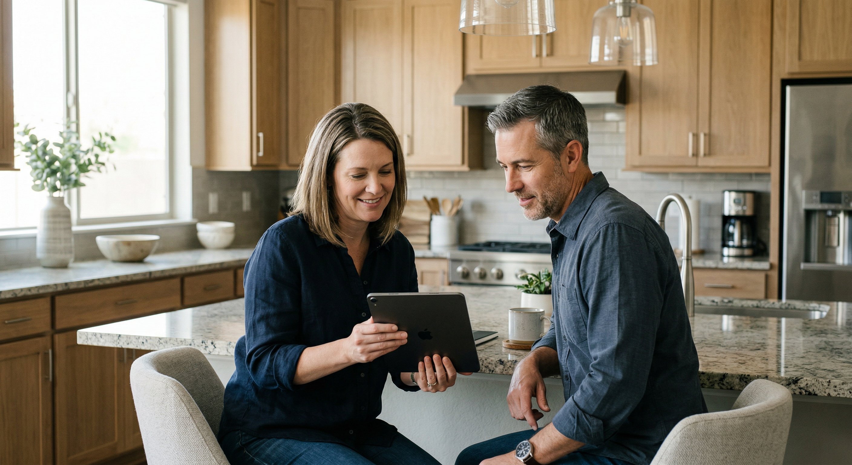A Chandler Arizona homeowner couple reviewing AC