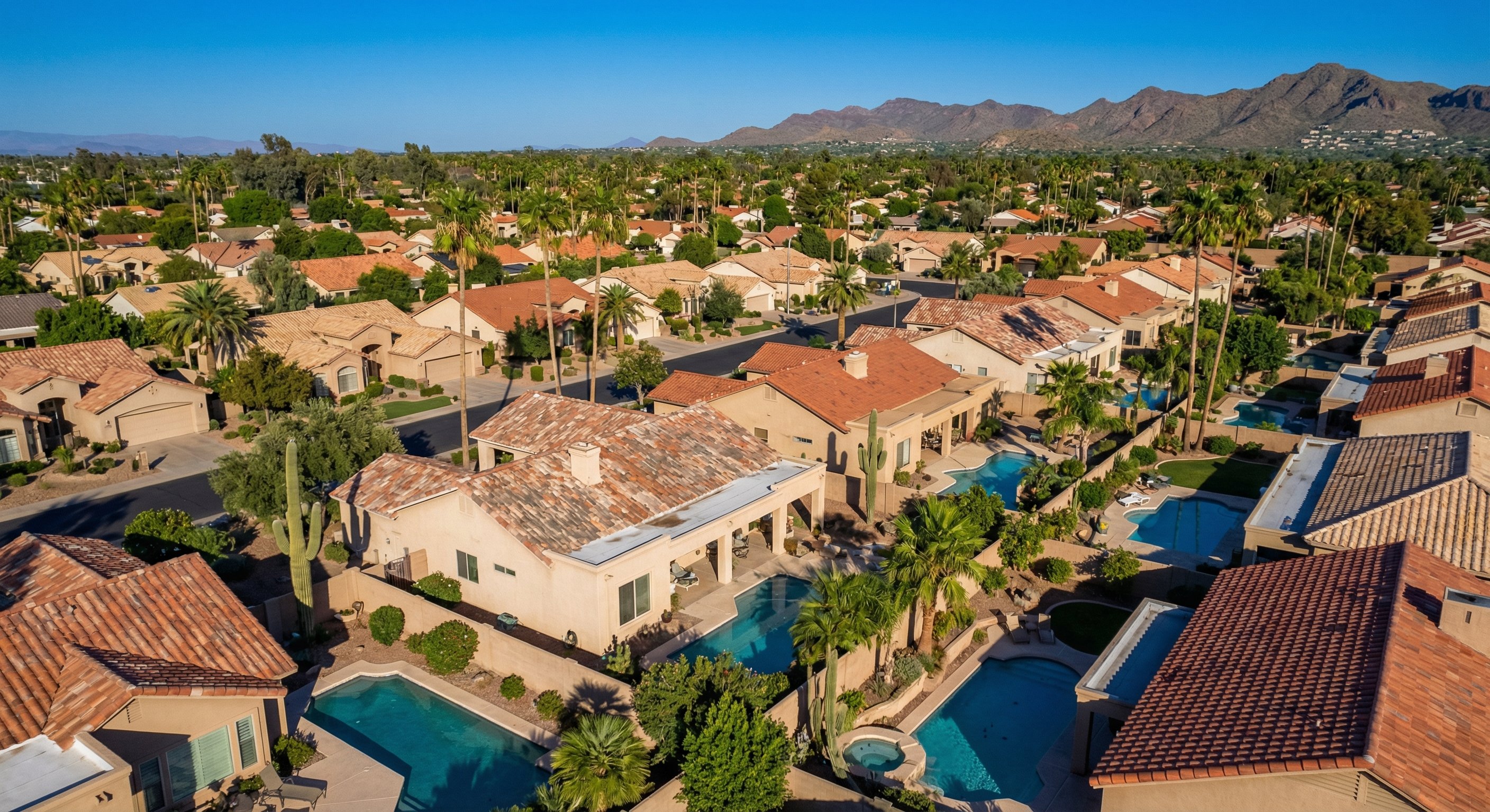 Phoenix metro aerial view showing the diverse neighborhood conditions that affect attic heat loads and insulation needs