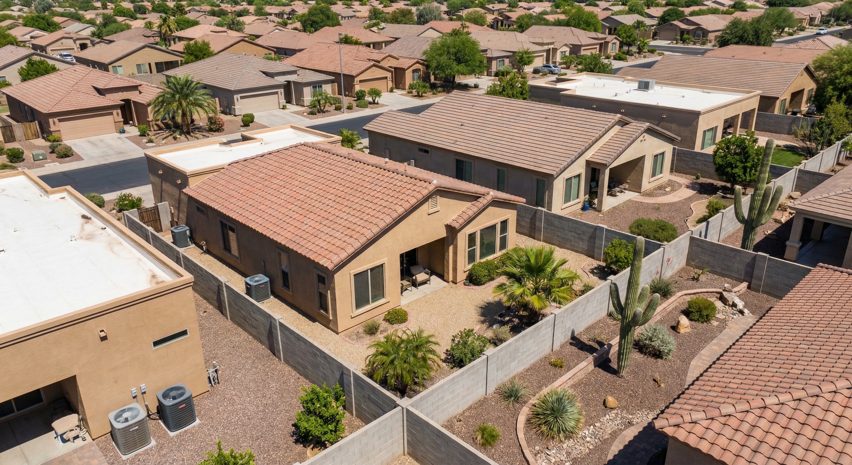 Split aerial view of Phoenix metro neighborhoods