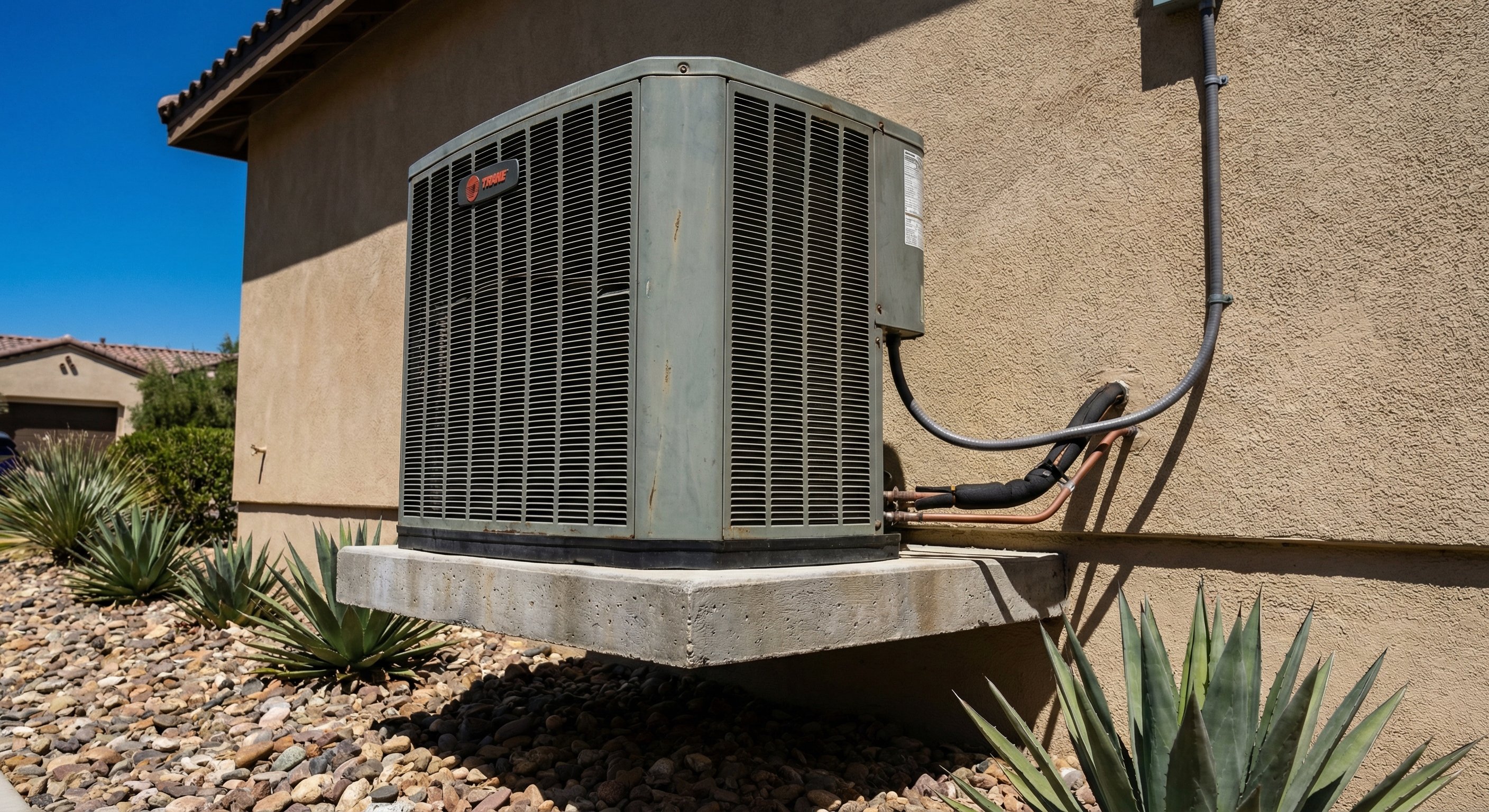 HVAC technician inspecting a larger residential condenser