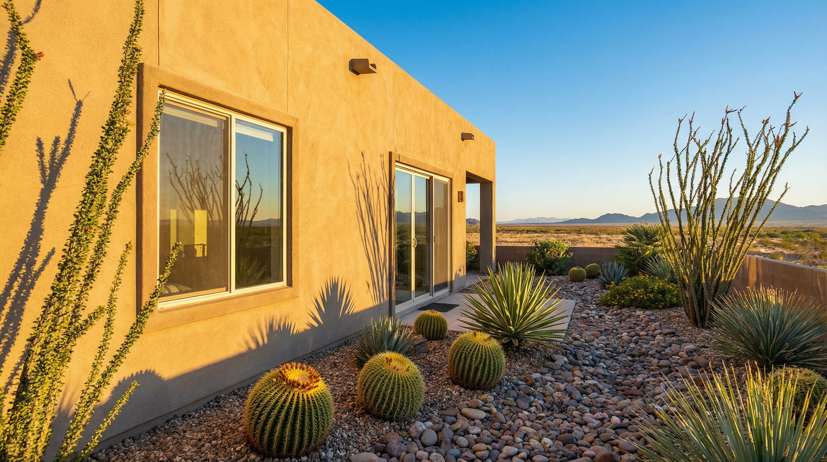 West-facing windows and desert landscaping creating heat gain in a Phoenix home