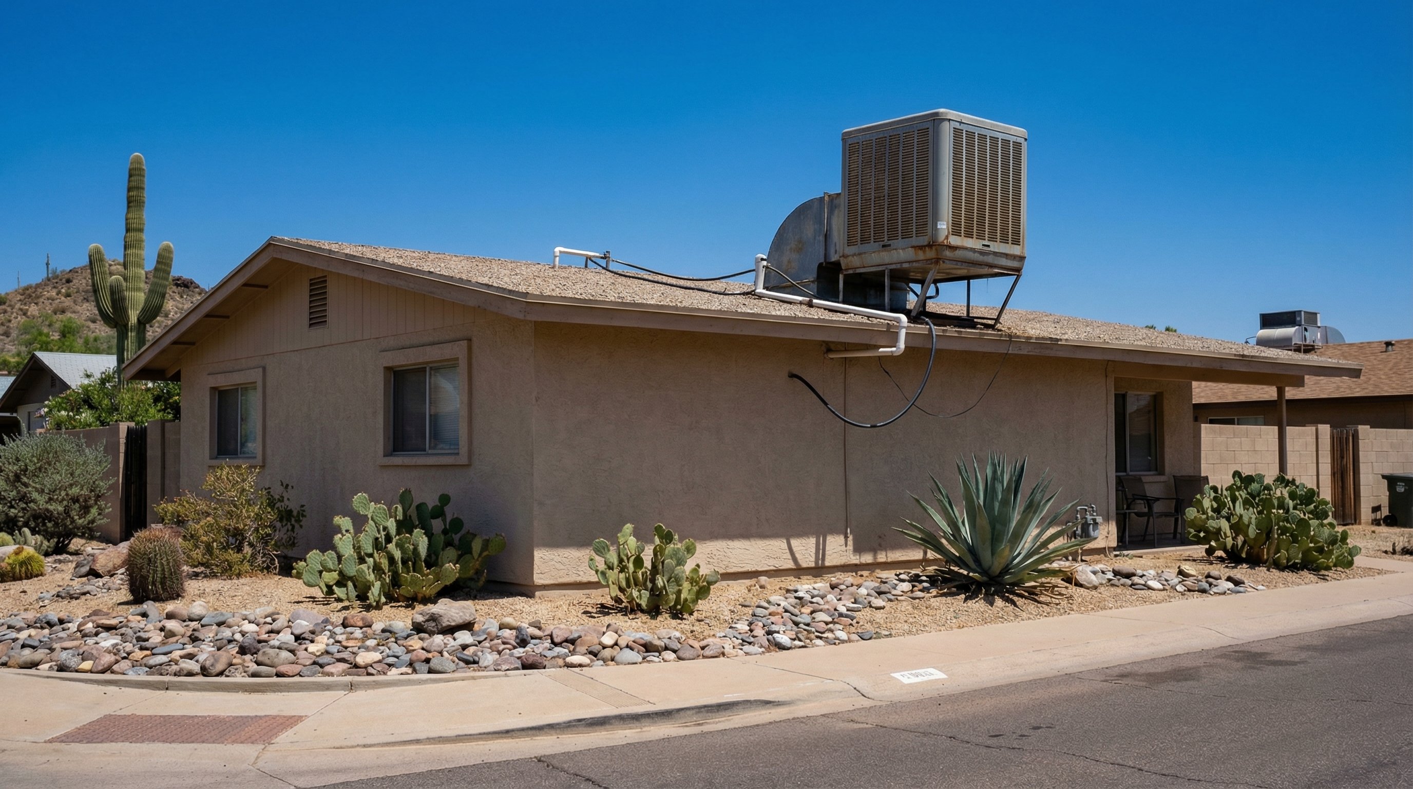 Phoenix home with swamp cooler on flat roof