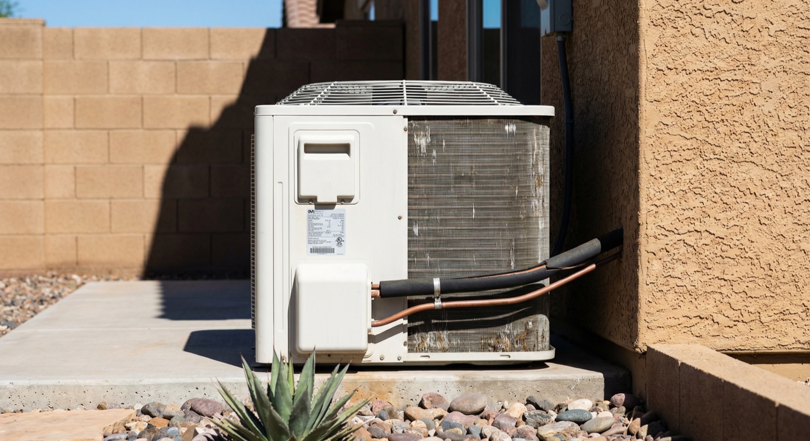 New residential AC condenser unit installed next